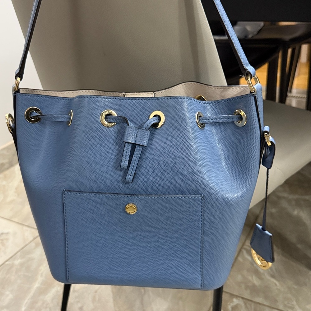 Michael Kors Light Blue Bag with Gold Logo